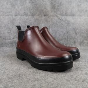 Lands End Shoes Womens 7 Boots Rain Ankle Chelsea Pull On Rubber Burgundy Black